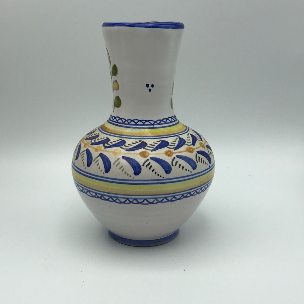 Mexican talavera vase blue yellow pottery